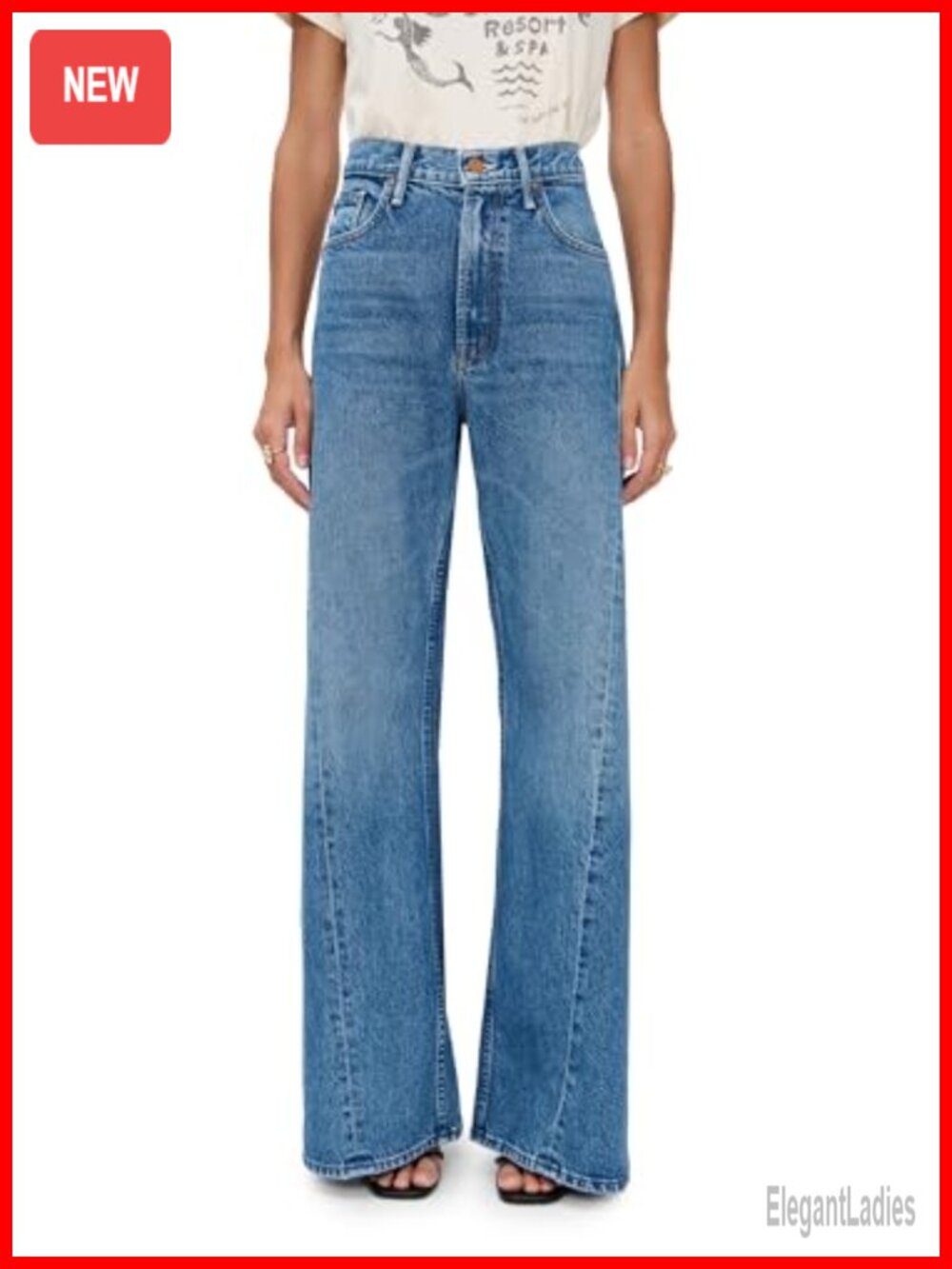 High Rise Wide Leg Jeans Mid-Weight Non-Stretch Denim